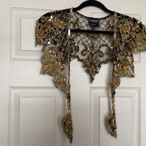 Las Vegas Sharmark black& gold beaded shawl